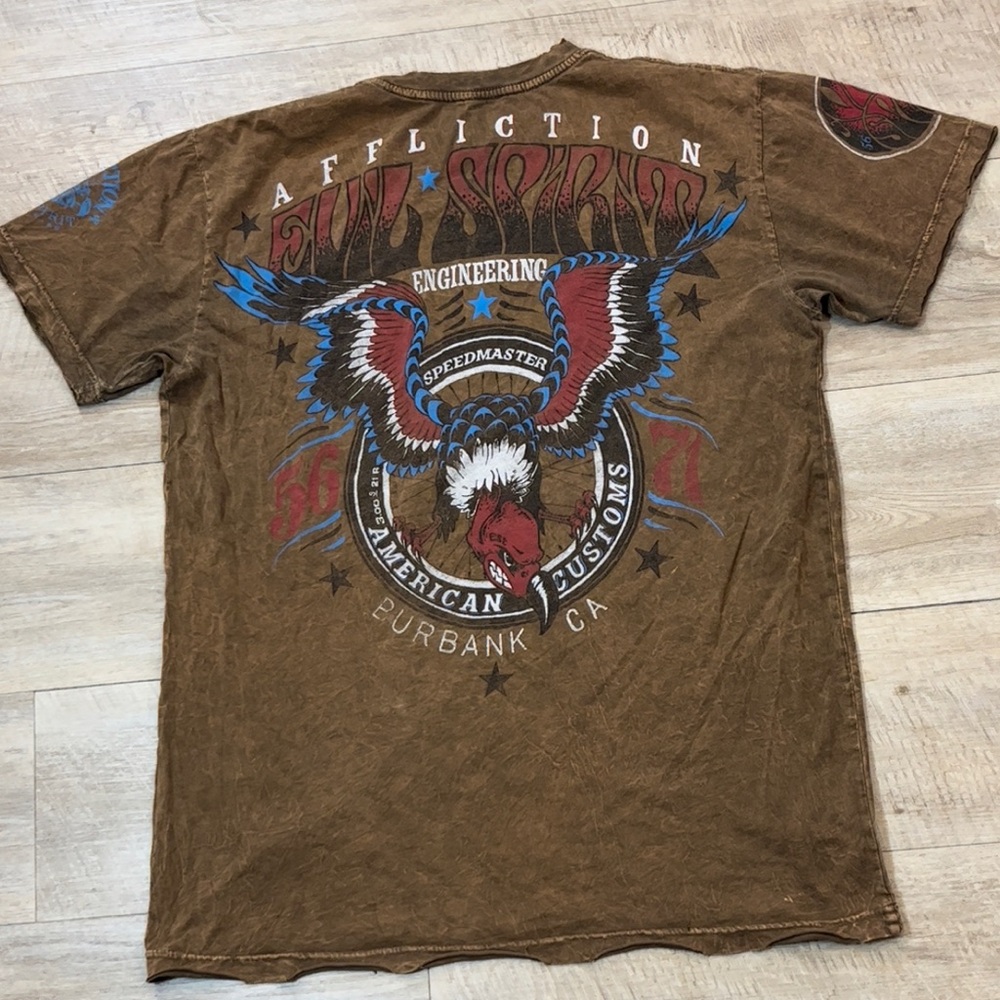Affliction American Customs Men’s Evil Spirit Engineering T-Shirt Size Large